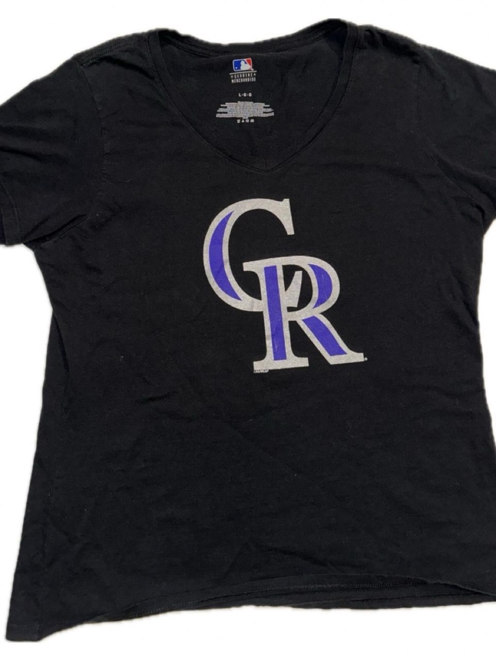 Colorado Rockies MLB Women’s V-Neck Shirt Genuine Merchandise Size Large Black